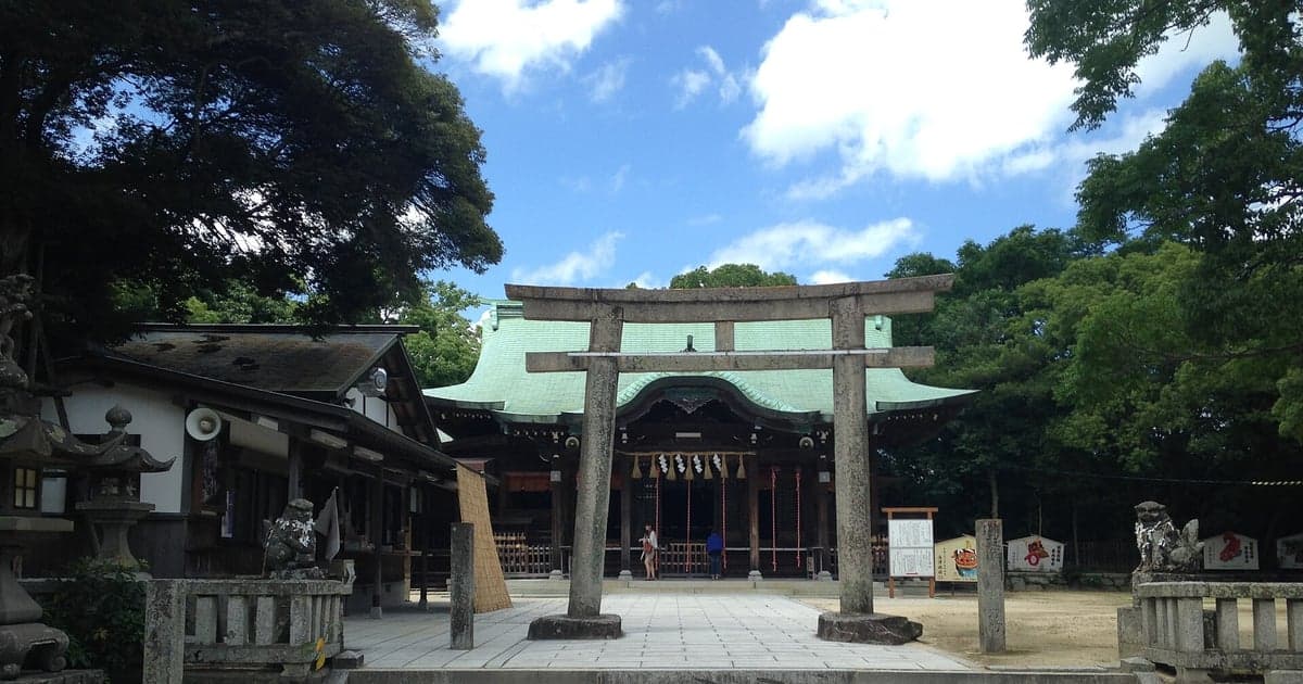 唐津神社の鳥居と本殿