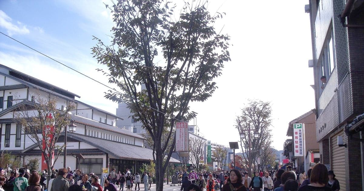 唐津くんちで曳山が唐津市中心部の城下町を巡行する様子